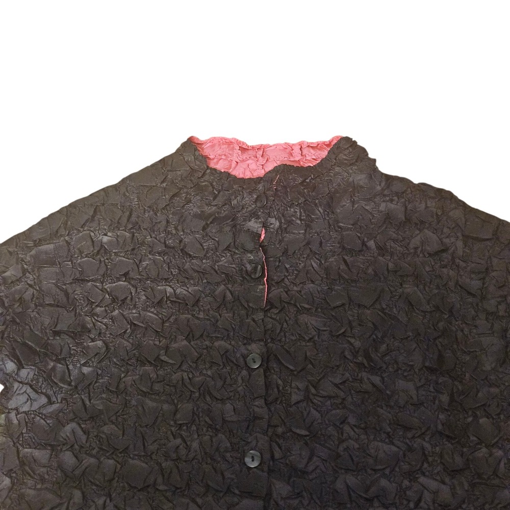Reversible Quilted Button Front Jacket Black & Ma… - image 3
